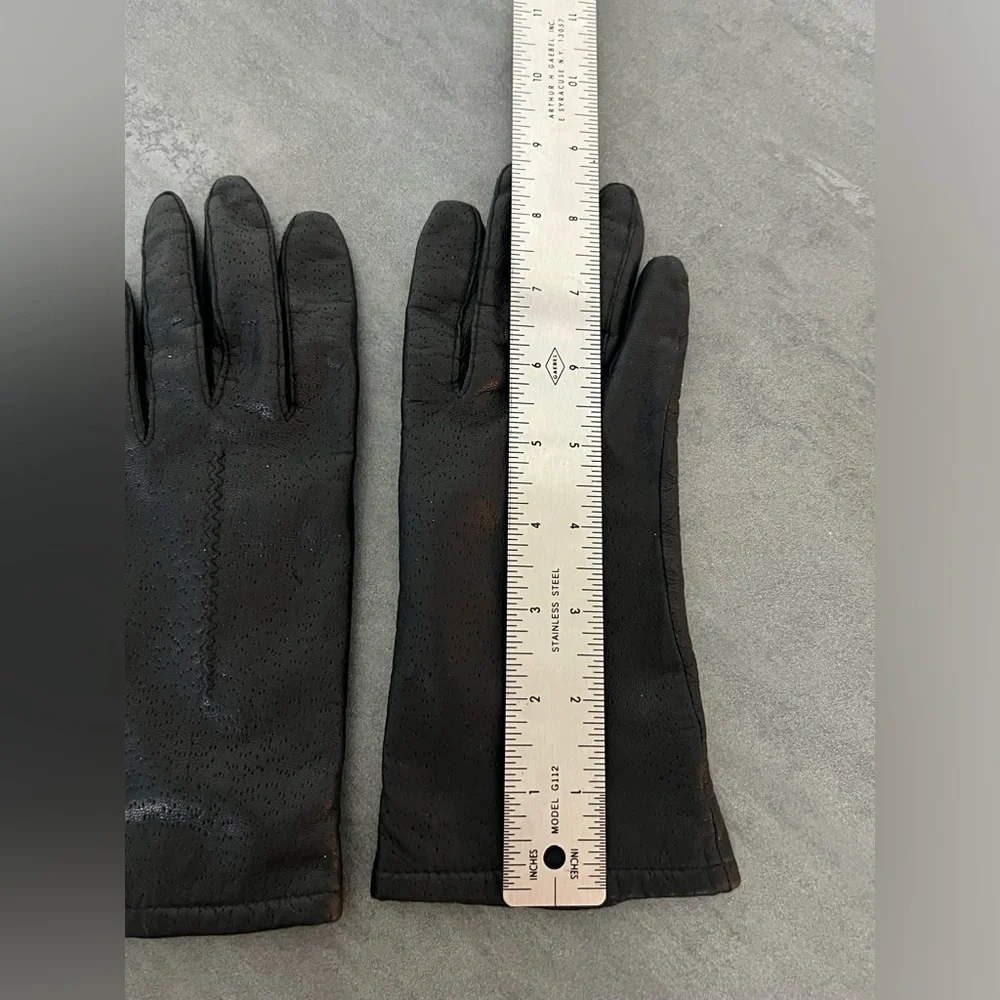 VTG Fownes Black Soft‎ Leather Gloves Polyester Lining, Women’s Size 7, WPL 9522